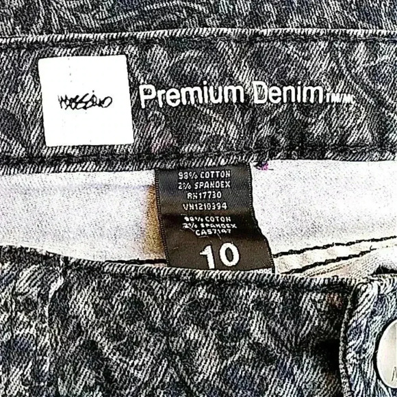Mossimo Black Stretch Denim Gray Brocade Print Mid Rise Skinny Jeans - Picture 6 of 6